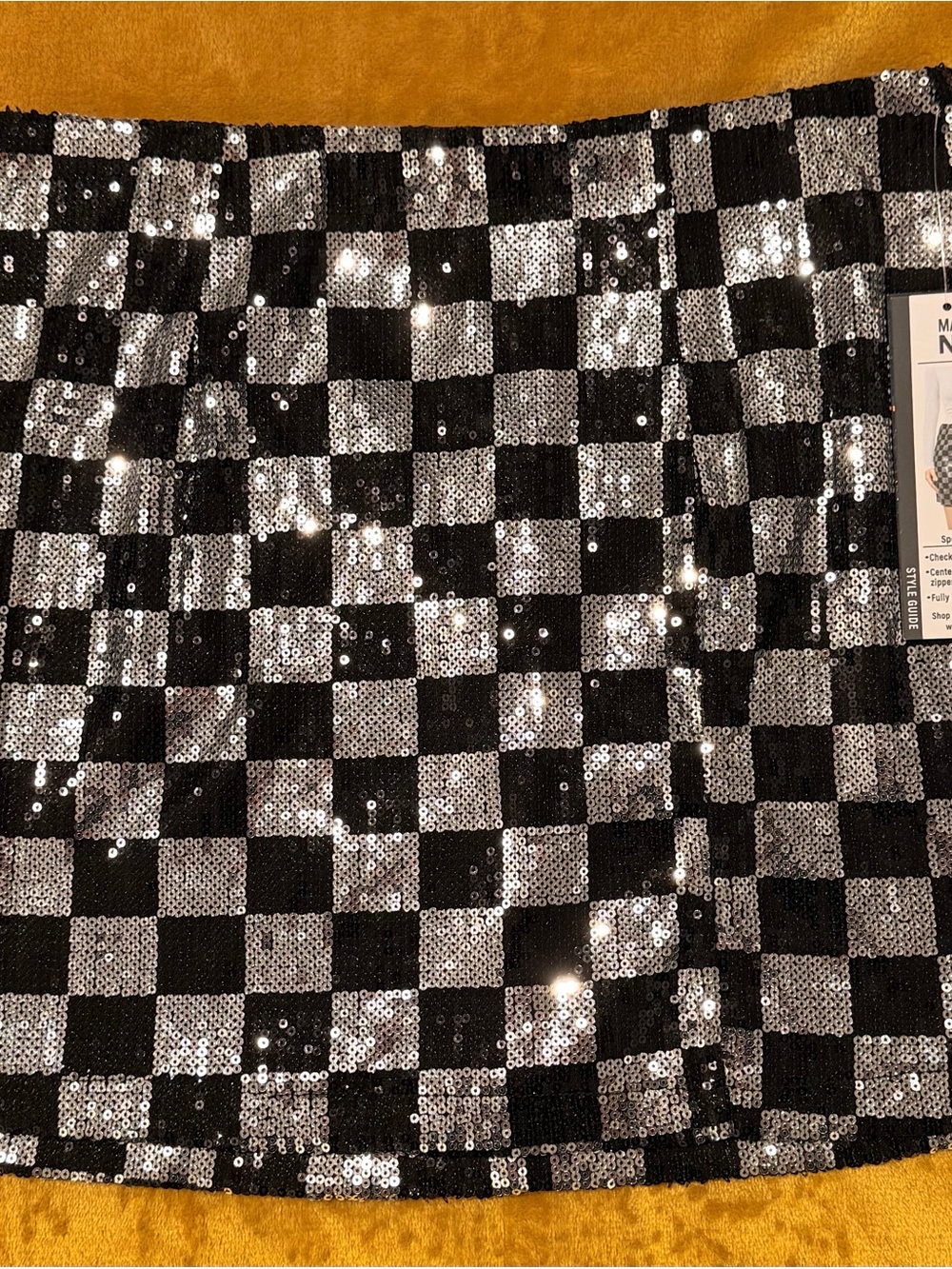 Madden NYC Black & Silver Sequin Checker Mini Skirt - Picture 2 of 6